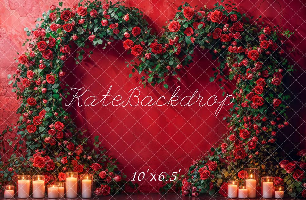 Kate Coeur Roses Arche Bougie Rouge Toile de fond conçue par Emetselch - Kate Backdrop FR