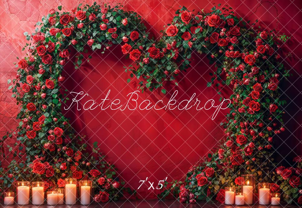Kate Coeur Roses Arche Bougie Rouge Toile de fond conçue par Emetselch - Kate Backdrop FR