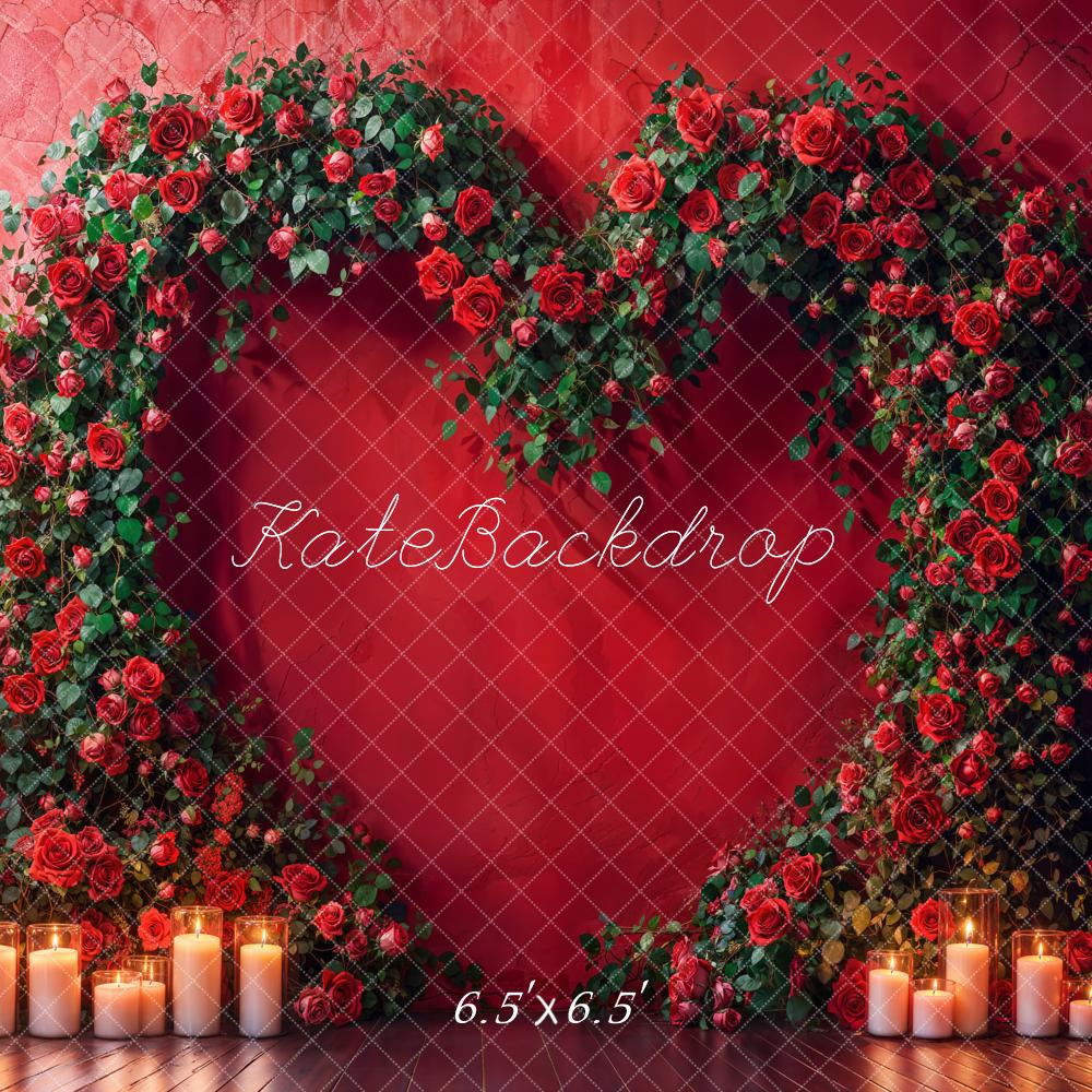 Kate Coeur Roses Arche Bougie Rouge Toile de fond conçue par Emetselch - Kate Backdrop FR