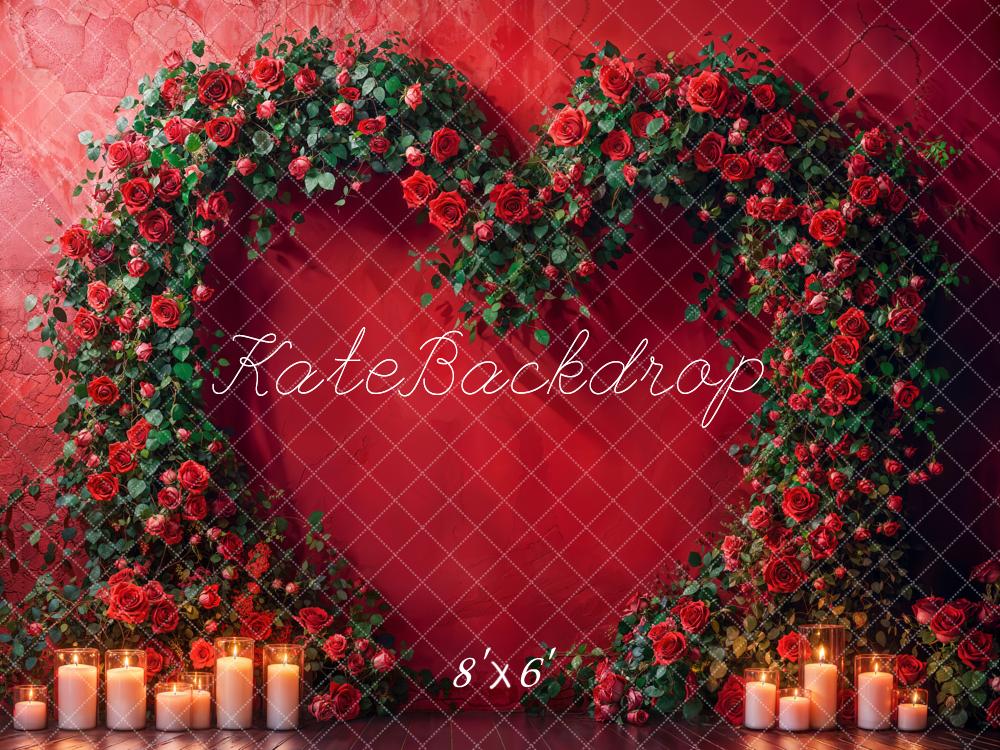 Kate Coeur Roses Arche Bougie Rouge Toile de fond conçue par Emetselch - Kate Backdrop FR