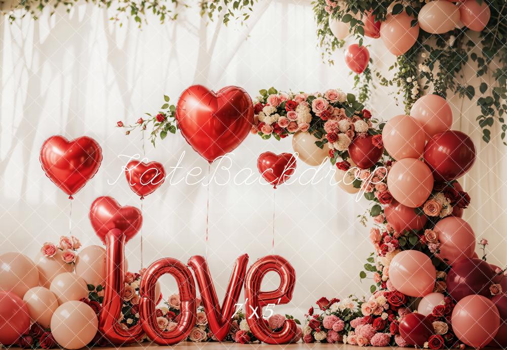 Kate Saint Valentin Love Ballon Arche de Fleurs Toile de fond conçue par Emetselch - Kate Backdrop FR