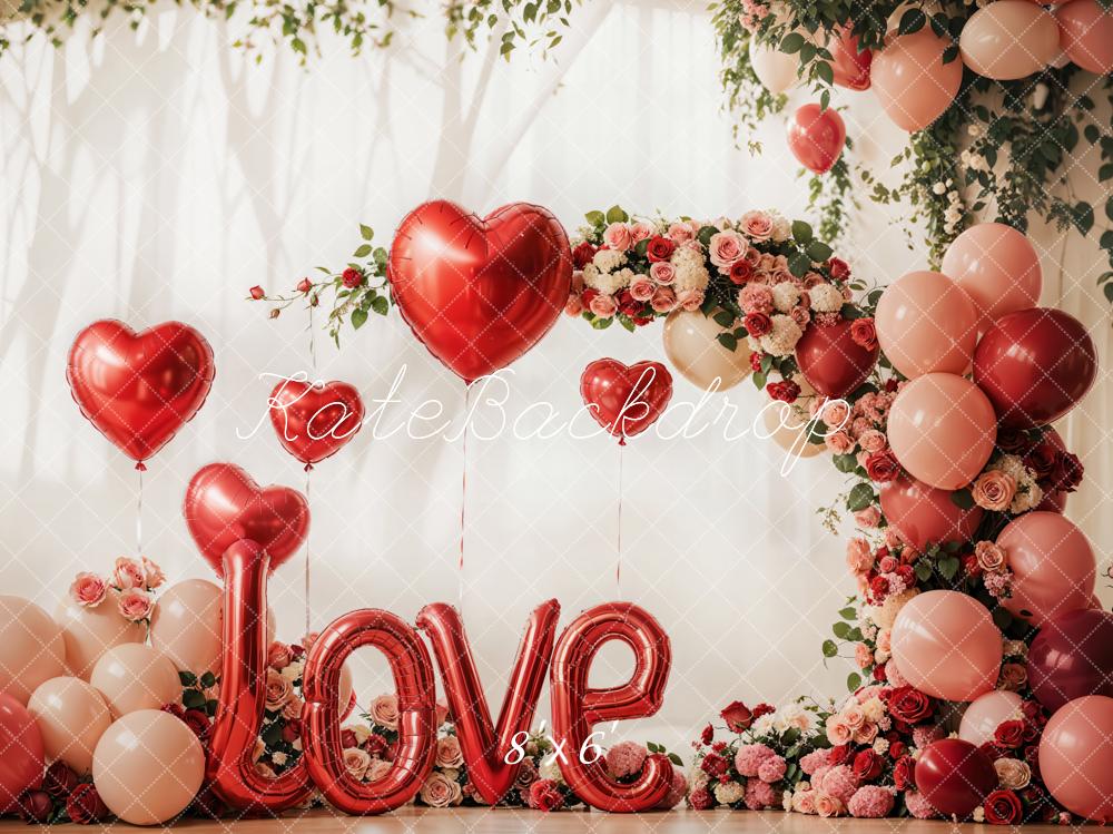 Kate Saint Valentin Love Ballon Arche de Fleurs Toile de fond conçue par Emetselch - Kate Backdrop FR