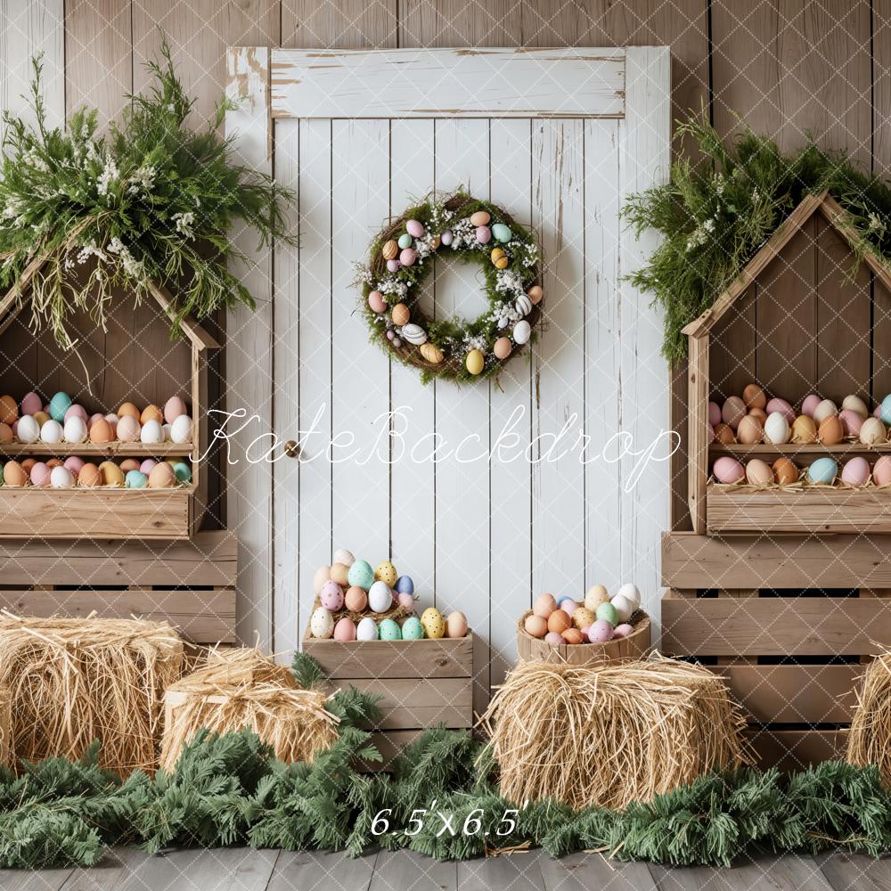 Kate Pâques Œuf Rustique Grange Porte Toile de fond conçue par Emetselch - Kate Backdrop FR