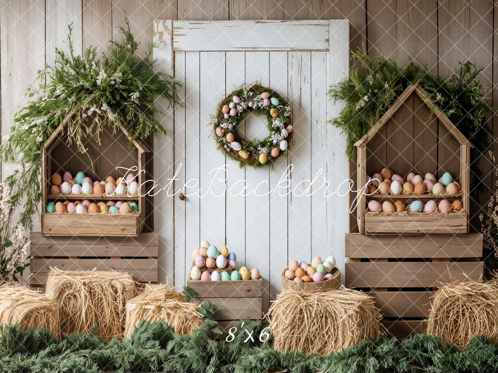 Kate Pâques Œuf Rustique Grange Porte Toile de fond conçue par Emetselch - Kate Backdrop FR