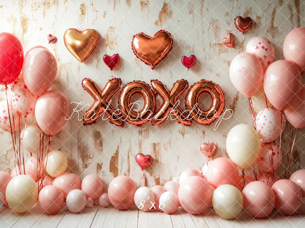 Kate Saint Valentin Ballons XOXO Cœur Toile de fond conçue par Emetselch - Kate Backdrop FR