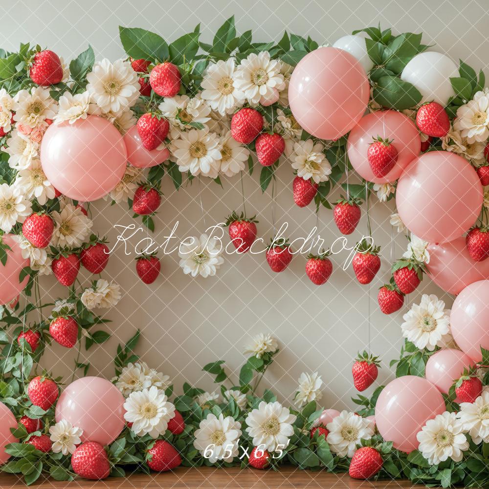 Kate Printemps Fraise Fleur Ballon Arche Toile de fond conçue par Emetselch - Kate Backdrop FR