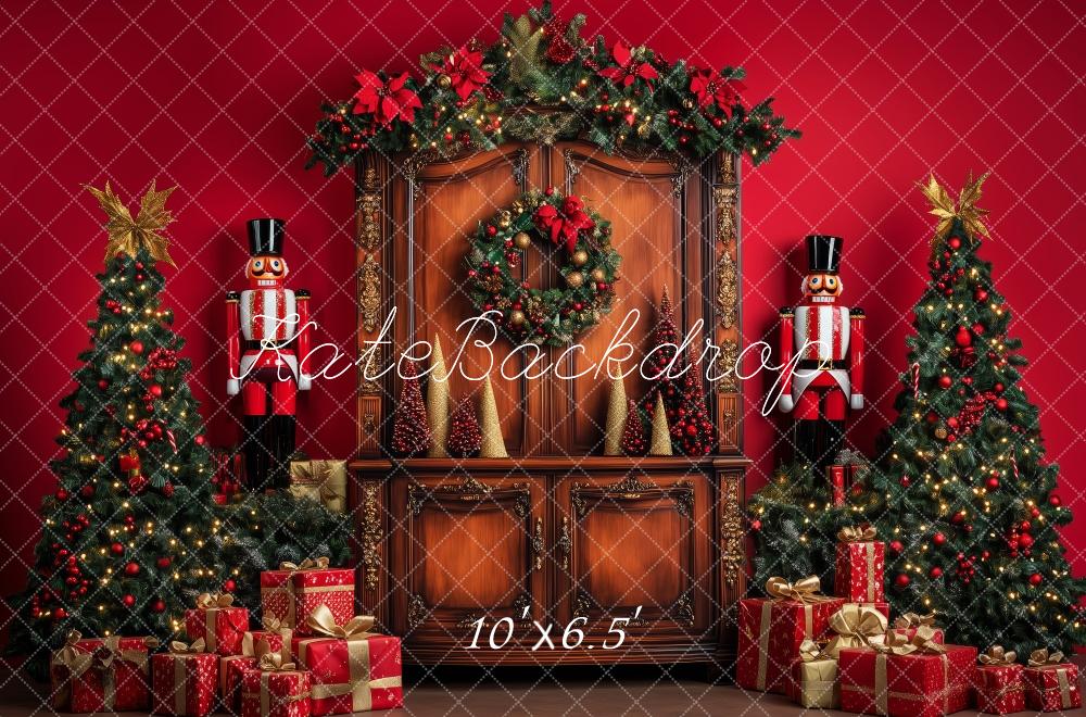 Kate Classique Noël Casse-Noisette Rouge Toile de fond conçue par Patty Robert - Kate Backdrop FR
