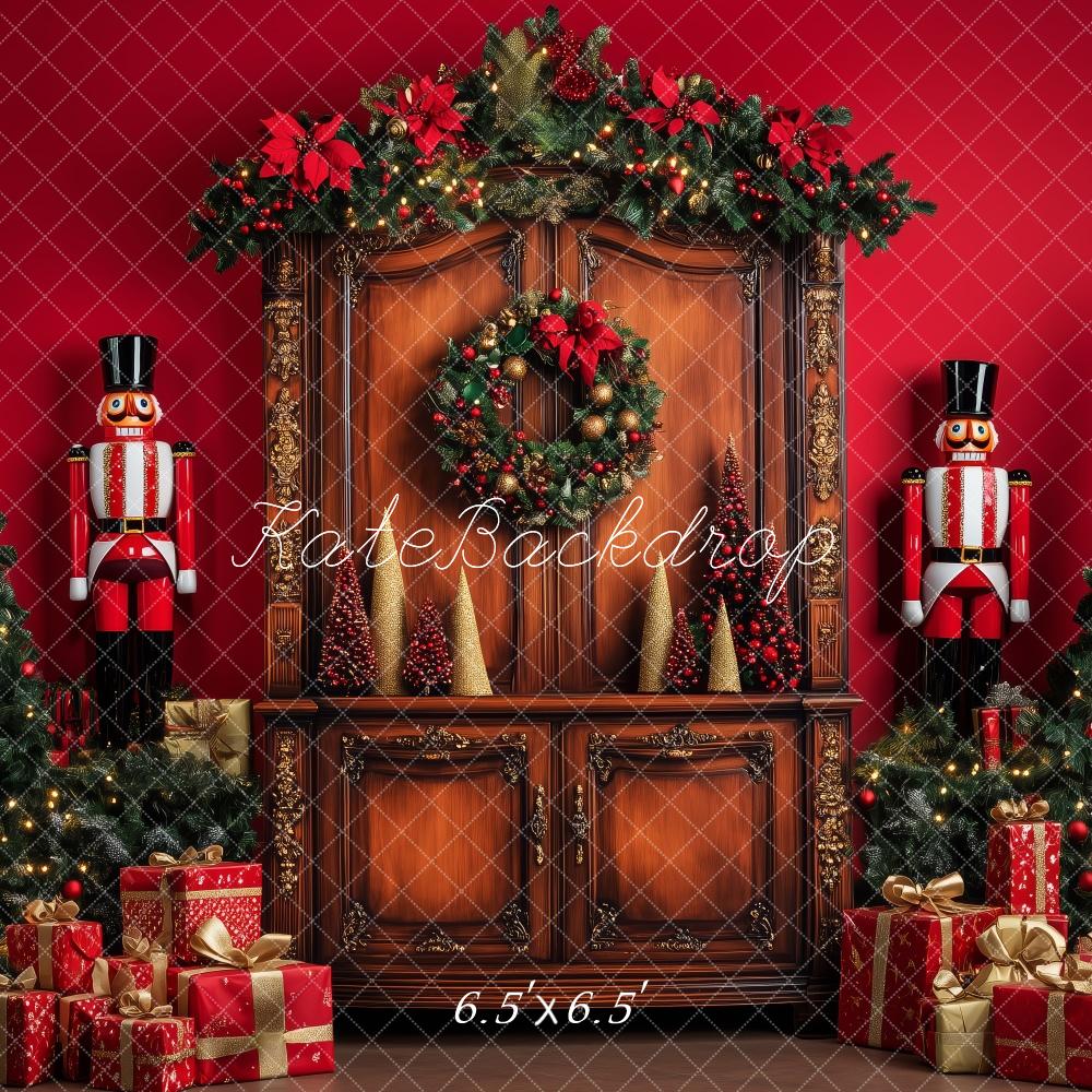 Kate Classique Noël Casse-Noisette Rouge Toile de fond conçue par Patty Robert - Kate Backdrop FR