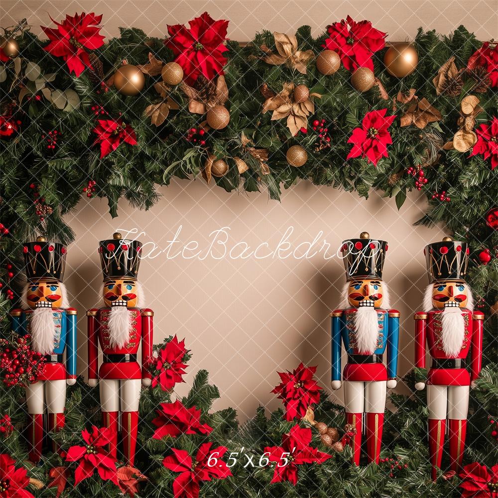 PROMO Kate Fête Noël Arche Casse-Noisette Fleurs Toile de fond conçue par Patty Robert - Kate Backdrop FR