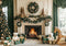 Kate Vert Chambre Cheminée Arbre de Noël Toile de fond conçue par Patty Robert - Kate Backdrop FR