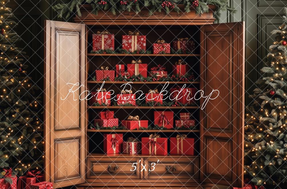 PROMO Kate Vintage Noël Armoire Cadeaux Toile de fond conçue par Patty Robert - Kate Backdrop FR