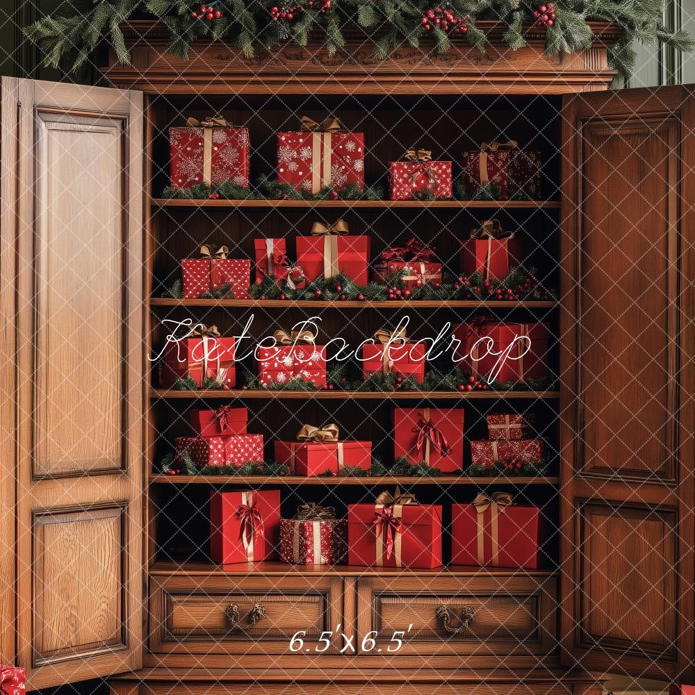 PROMO Kate Vintage Noël Armoire Cadeaux Toile de fond conçue par Patty Robert - Kate Backdrop FR