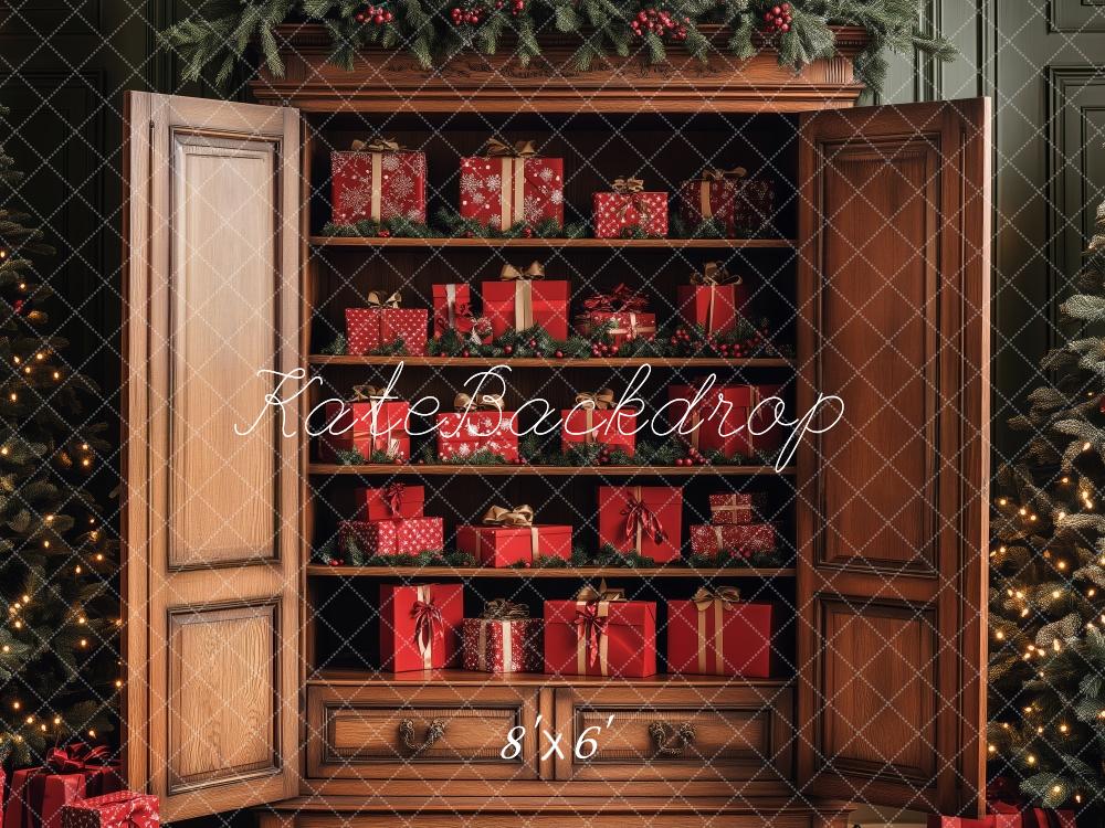 PROMO Kate Vintage Noël Armoire Cadeaux Toile de fond conçue par Patty Robert - Kate Backdrop FR