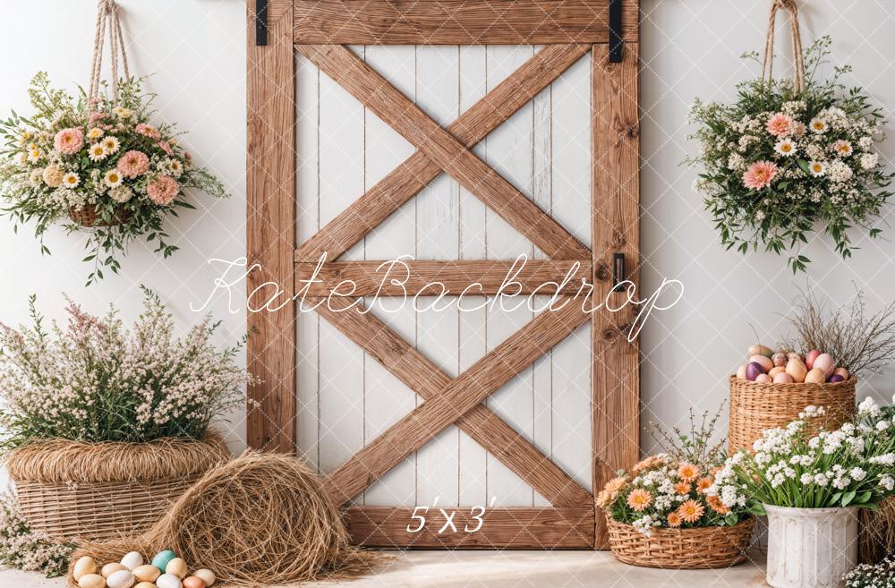 Kate Pâques Floral Rustique Porte en Bois Toile de fond conçue par Emetselch - Kate Backdrop FR