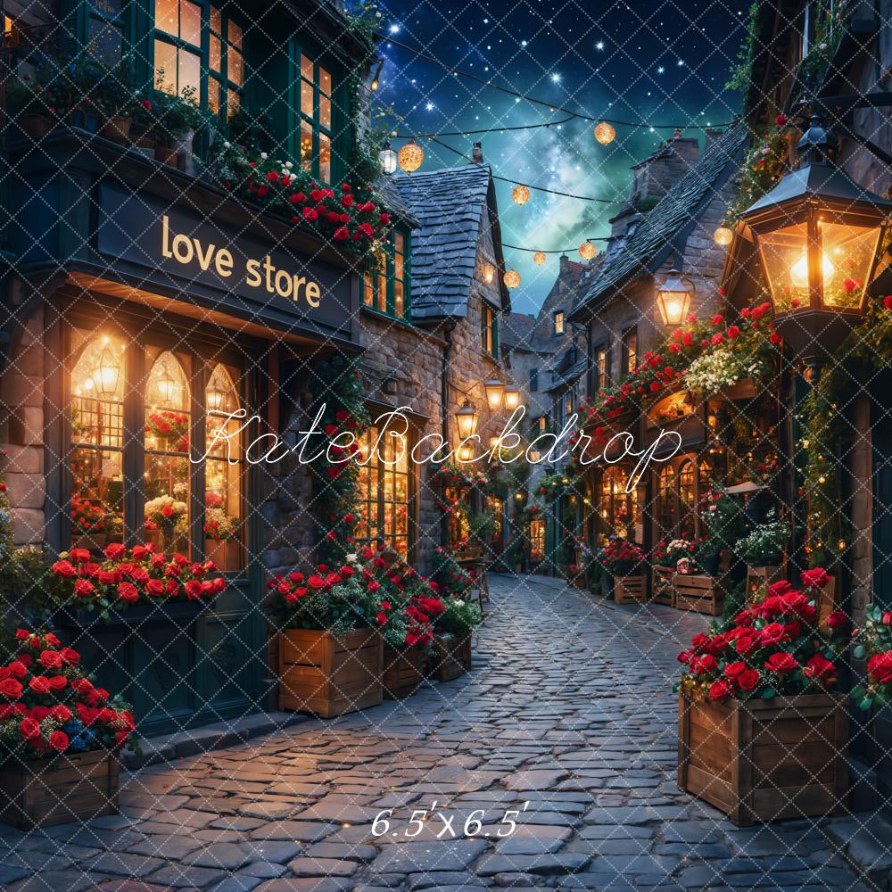 Kate Saint Valentin Nuit Romantique Village Toile de fond conçue par Emetselch - Kate Backdrop FR