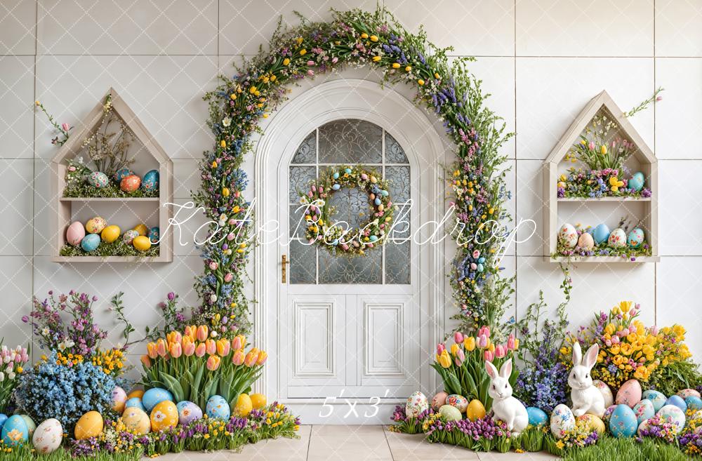 Kate Pâques Lapin Fleurs Arche Porte Toile de fond conçue par Emetselch - Kate Backdrop FR