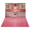 Kate Saint Valentin Rose Cœur Cuisine Armoires Toile de fond+Rose Carrelage Sol Toile de fond - Kate Backdrop FR