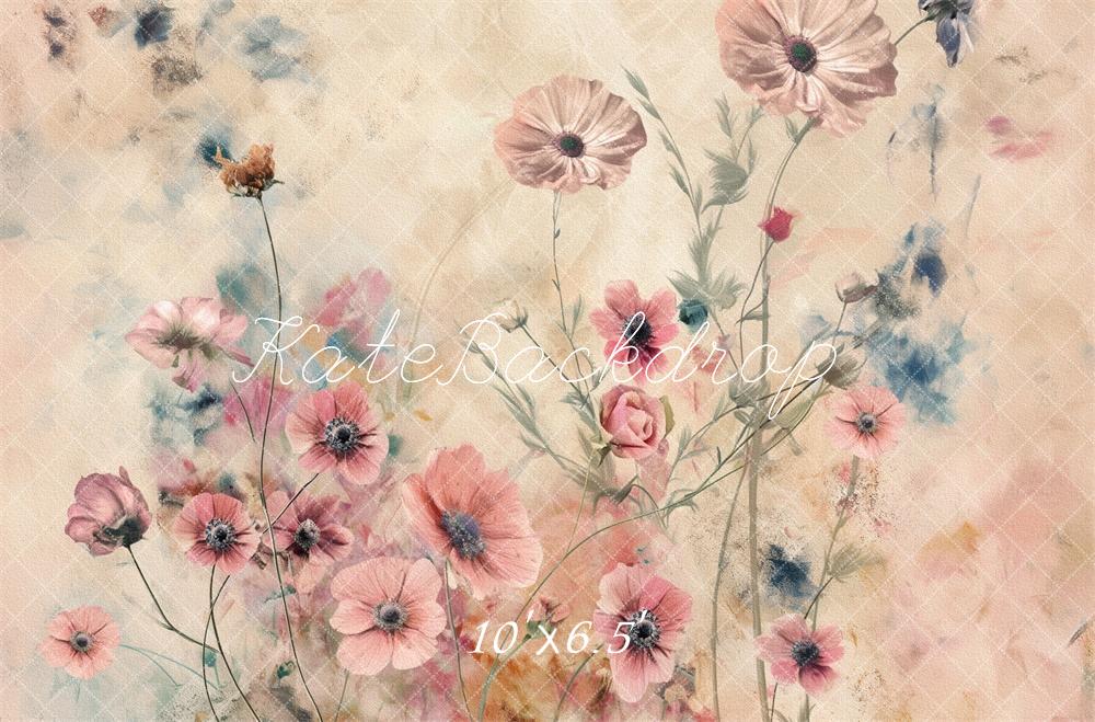 PROMO Kate Floral Beaux-arts Aquarelle Portrait Toile de fond conçue par Kerry Anderson - Kate Backdrop FR