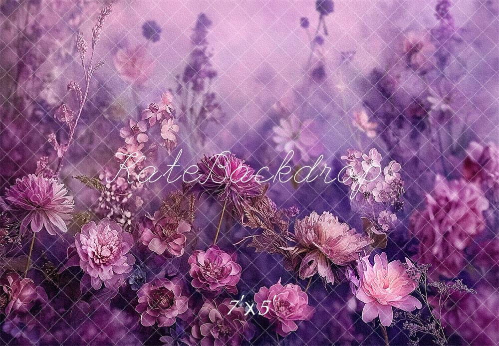 Kate Floral Beaux-arts Violet Portrait Toile de fond conçue par Kerry Anderson - Kate Backdrop FR