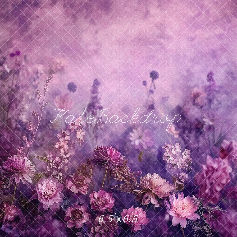Kate Floral Beaux-arts Violet Portrait Toile de fond conçue par Kerry Anderson - Kate Backdrop FR