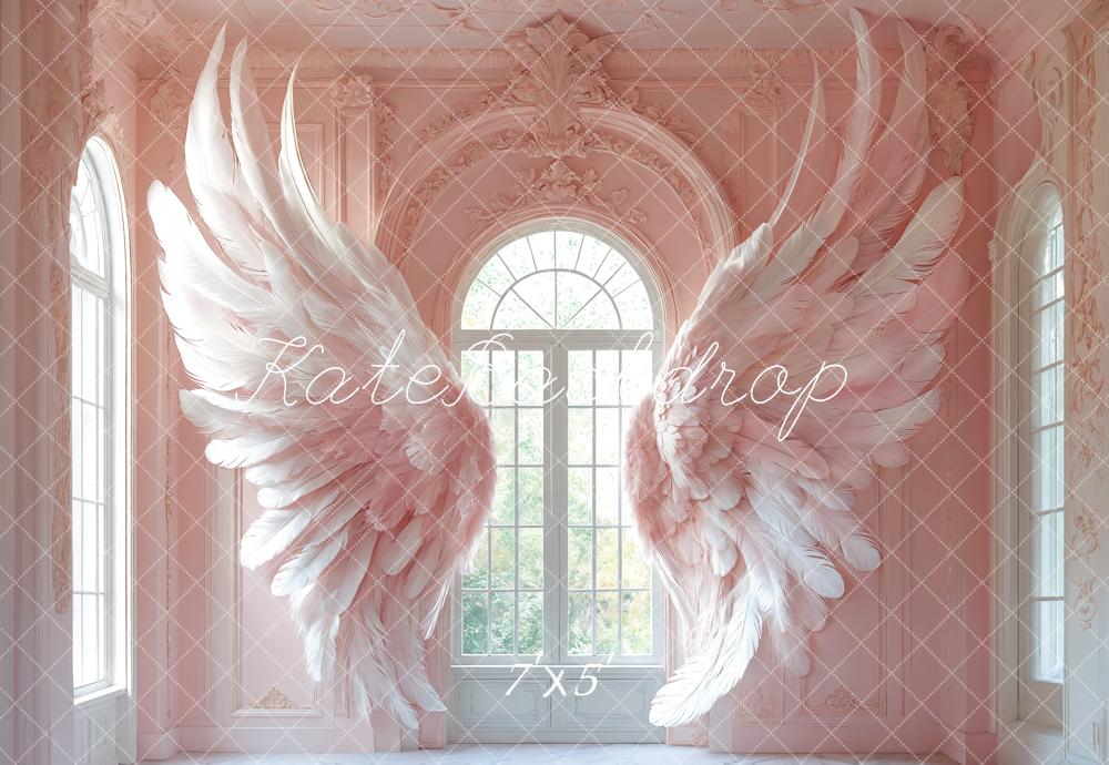 Kate Ailes d'ange Rose Fenêtre Fête des Mères Toile de fond conçue par Emetselch - Kate Backdrop FR