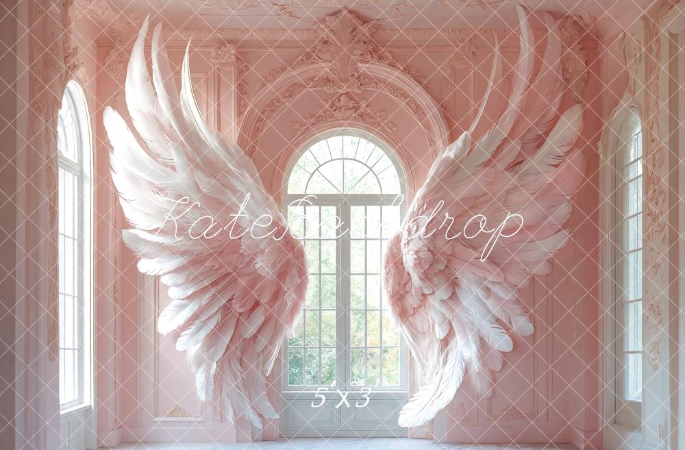 Kate Ailes d'ange Rose Fenêtre Fête des Mères Toile de fond conçue par Emetselch - Kate Backdrop FR