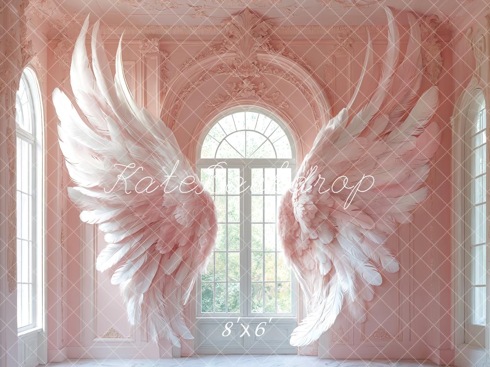 Kate Ailes d'ange Rose Fenêtre Fête des Mères Toile de fond conçue par Emetselch - Kate Backdrop FR