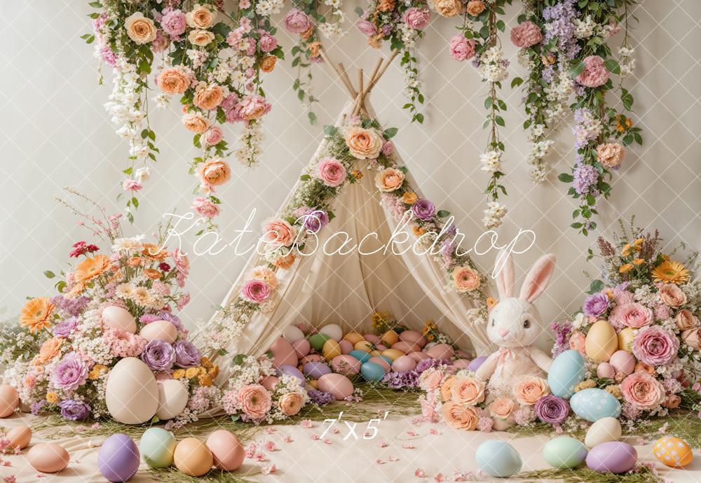Kate Pâques Lapin Fleurs Tente Coloré Toile de fond conçue par Emetselch - Kate Backdrop FR