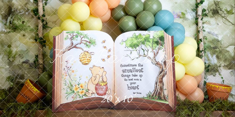 PROMO Kate Livre d'histoire Ballons Forêt Anniversaire Toile de fond conçue par Megan Leigh - Kate Backdrop FR