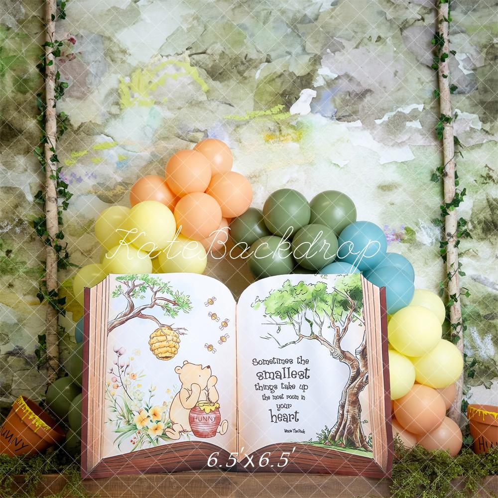 PROMO Kate Livre d'histoire Ballons Forêt Anniversaire Toile de fond conçue par Megan Leigh - Kate Backdrop FR