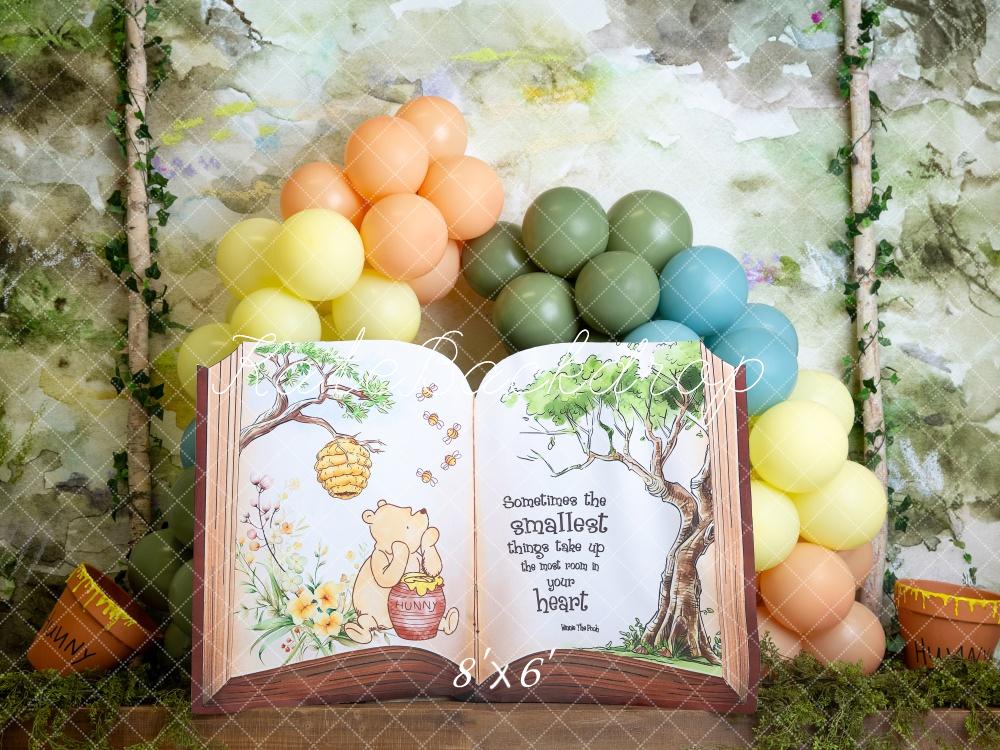 PROMO Kate Livre d'histoire Ballons Forêt Anniversaire Toile de fond conçue par Megan Leigh - Kate Backdrop FR