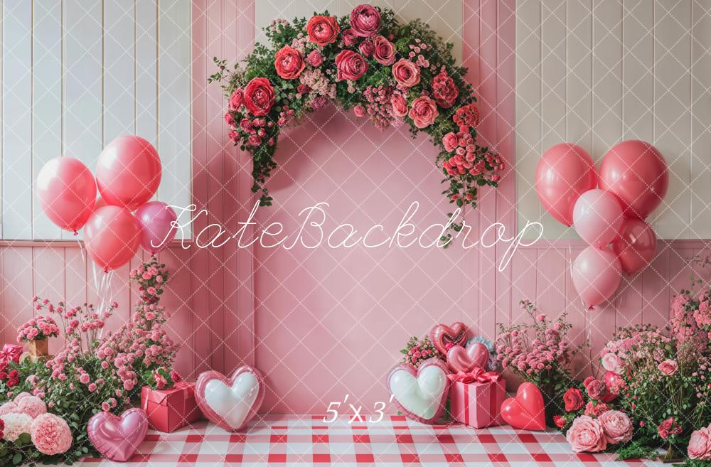 Kate Saint Valentin Rose Arche Ballon Toile de fond conçue par Emetselch - Kate Backdrop FR