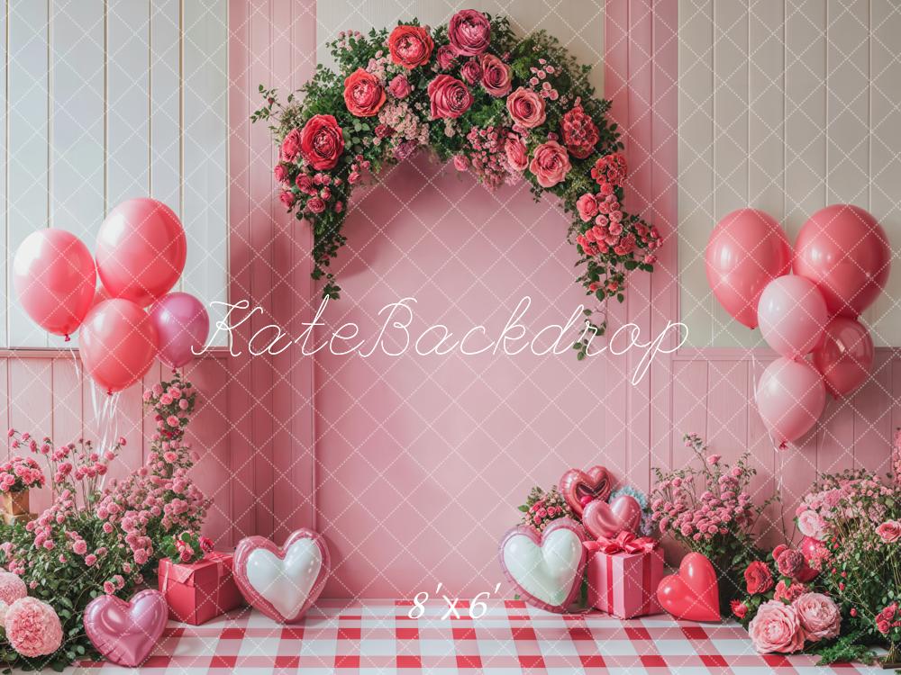Kate Saint Valentin Rose Arche Ballon Toile de fond conçue par Emetselch - Kate Backdrop FR