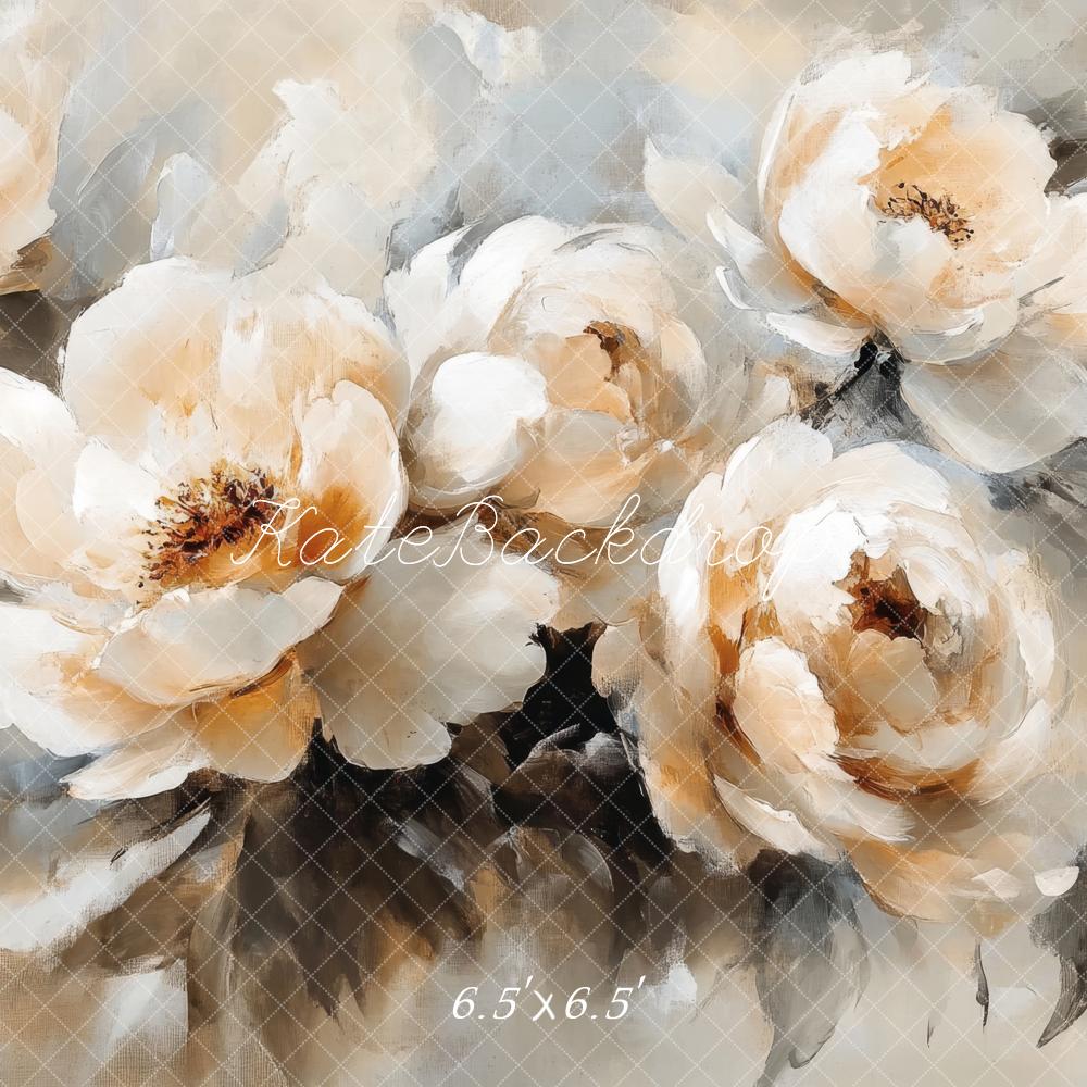Kate Beaux-arts Vintage Fleurs Blanc Toile de fond conçue par Lidia Redekopp - Kate Backdrop FR