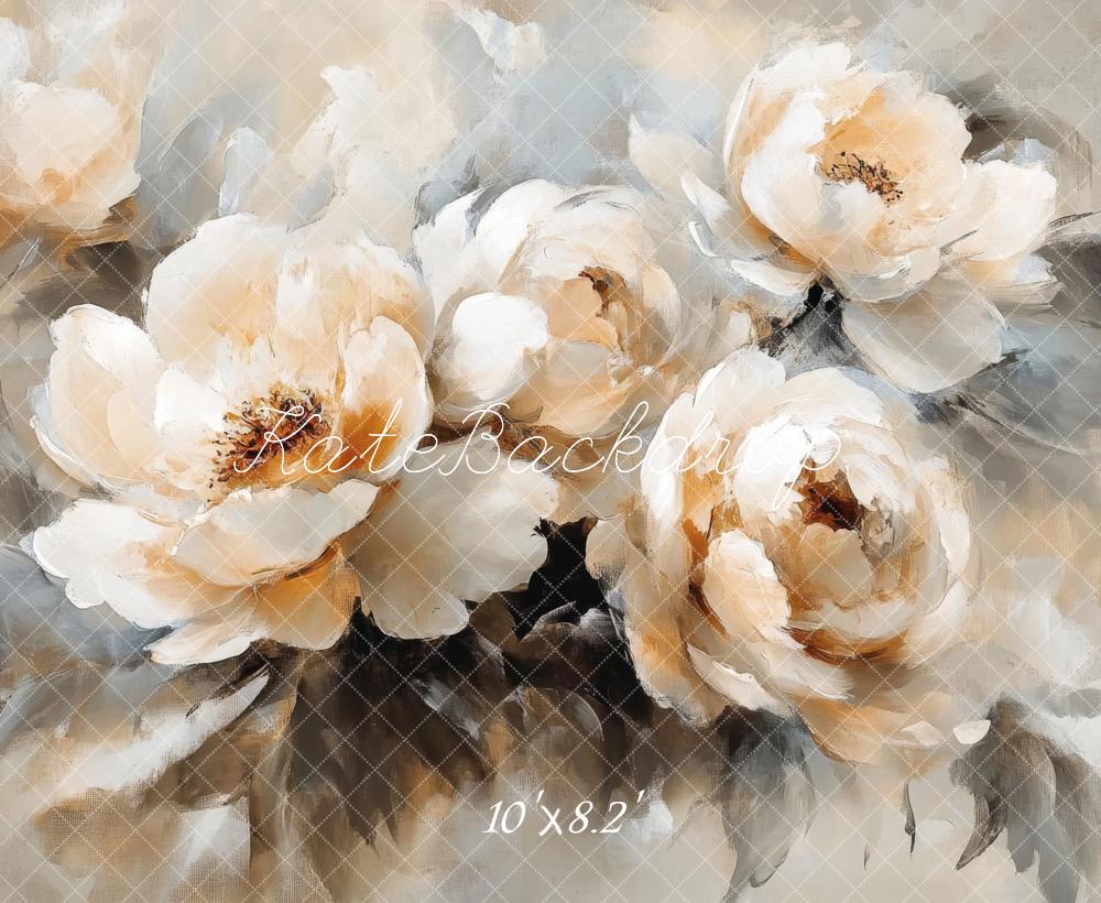 Kate Beaux-arts Vintage Fleurs Blanc Toile de fond conçue par Lidia Redekopp - Kate Backdrop FR