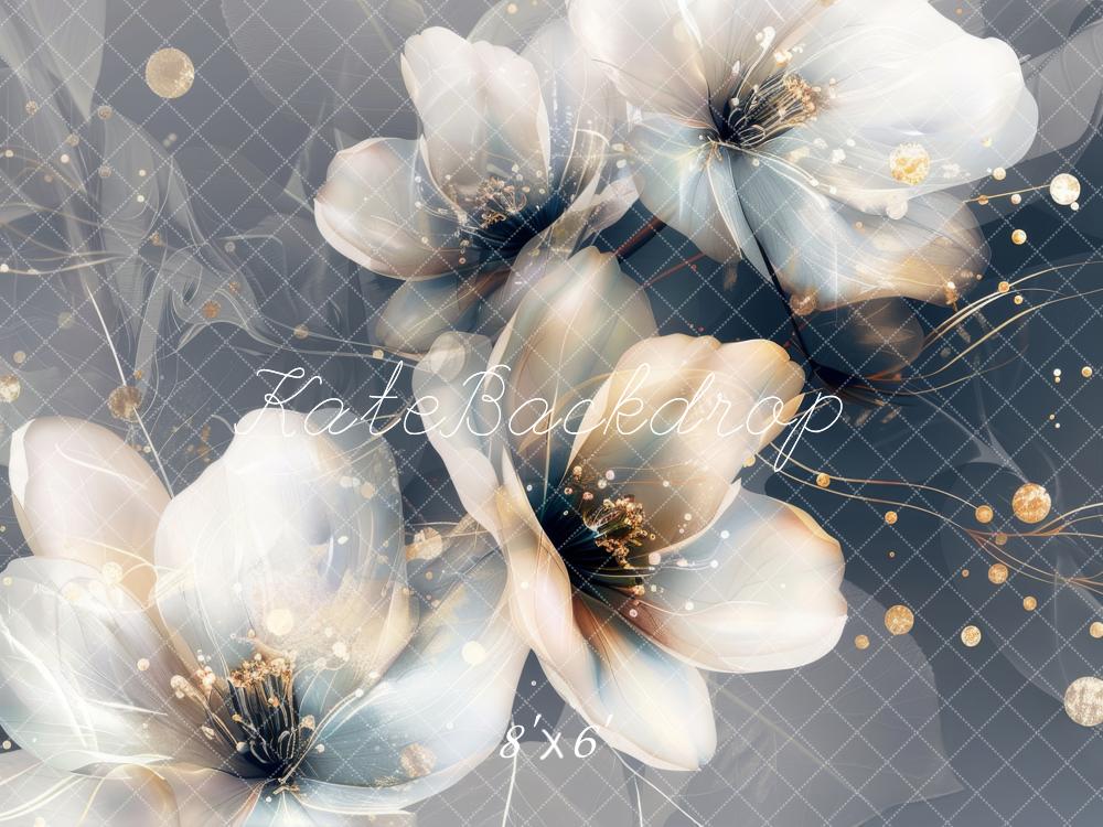 Kate Beaux-arts Fleurs lumineuses Blanc Toile de fond conçue par Lidia Redekopp - Kate Backdrop FR