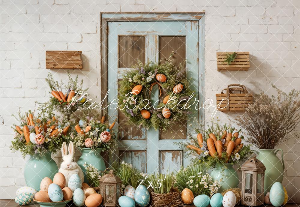 Kate Pâques Lapin Fleurs Rustique Carotte Toile de fond conçue par Emetselch - Kate Backdrop FR