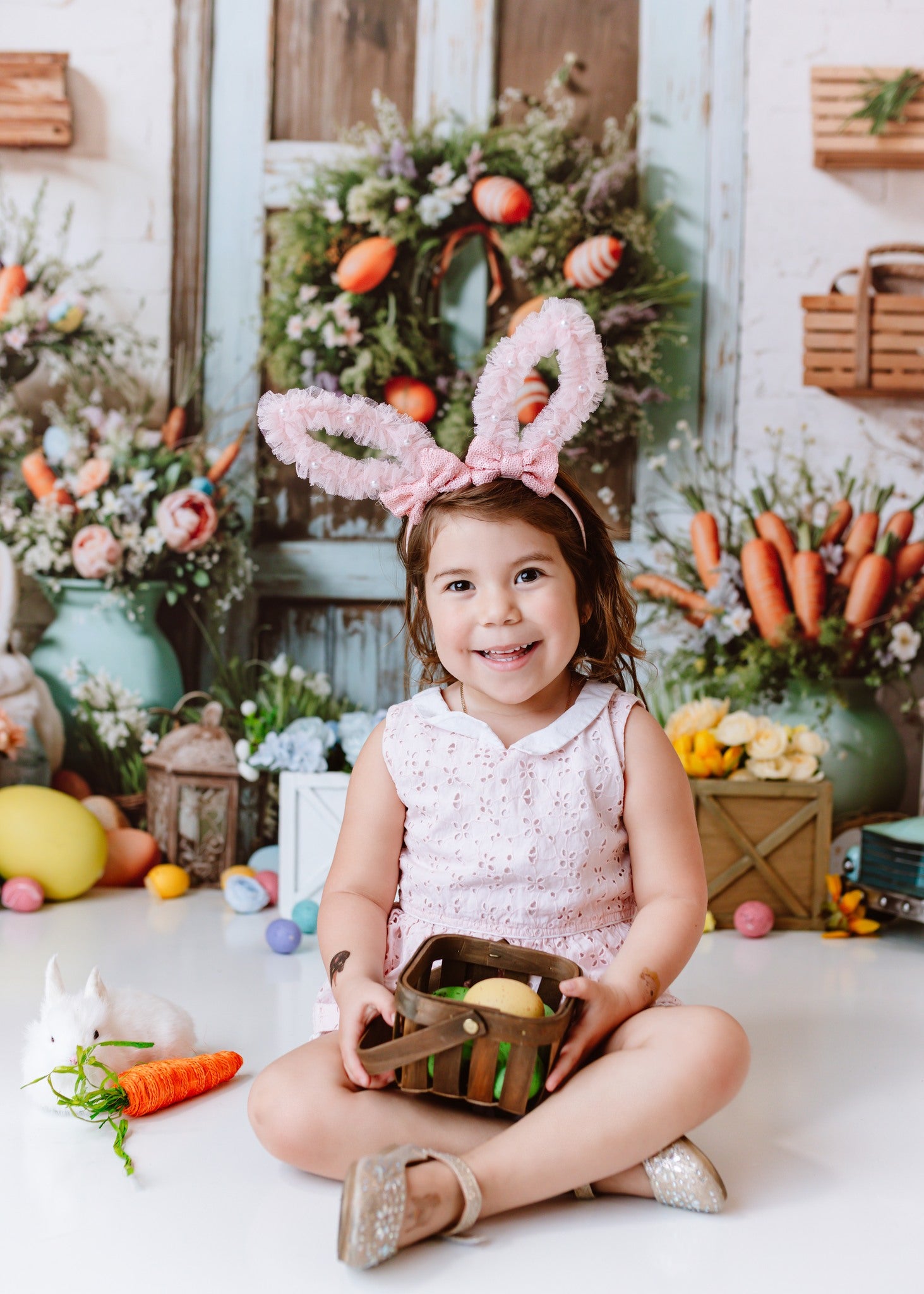 Kate Pâques Lapin Fleurs Rustique Carotte Toile de fond conçue par Emetselch - Kate Backdrop FR