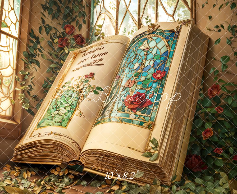 Kate Saint Valentin Fantastique Livre Roses Toile de fond conçue par Chain Photographie - Kate Backdrop FR