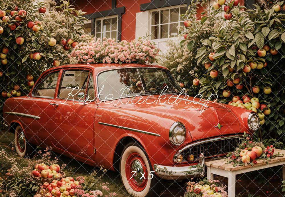 Kate Printemps Voiture Verger de Pommiers Toile de fond conçue par Emetselch - Kate Backdrop FR