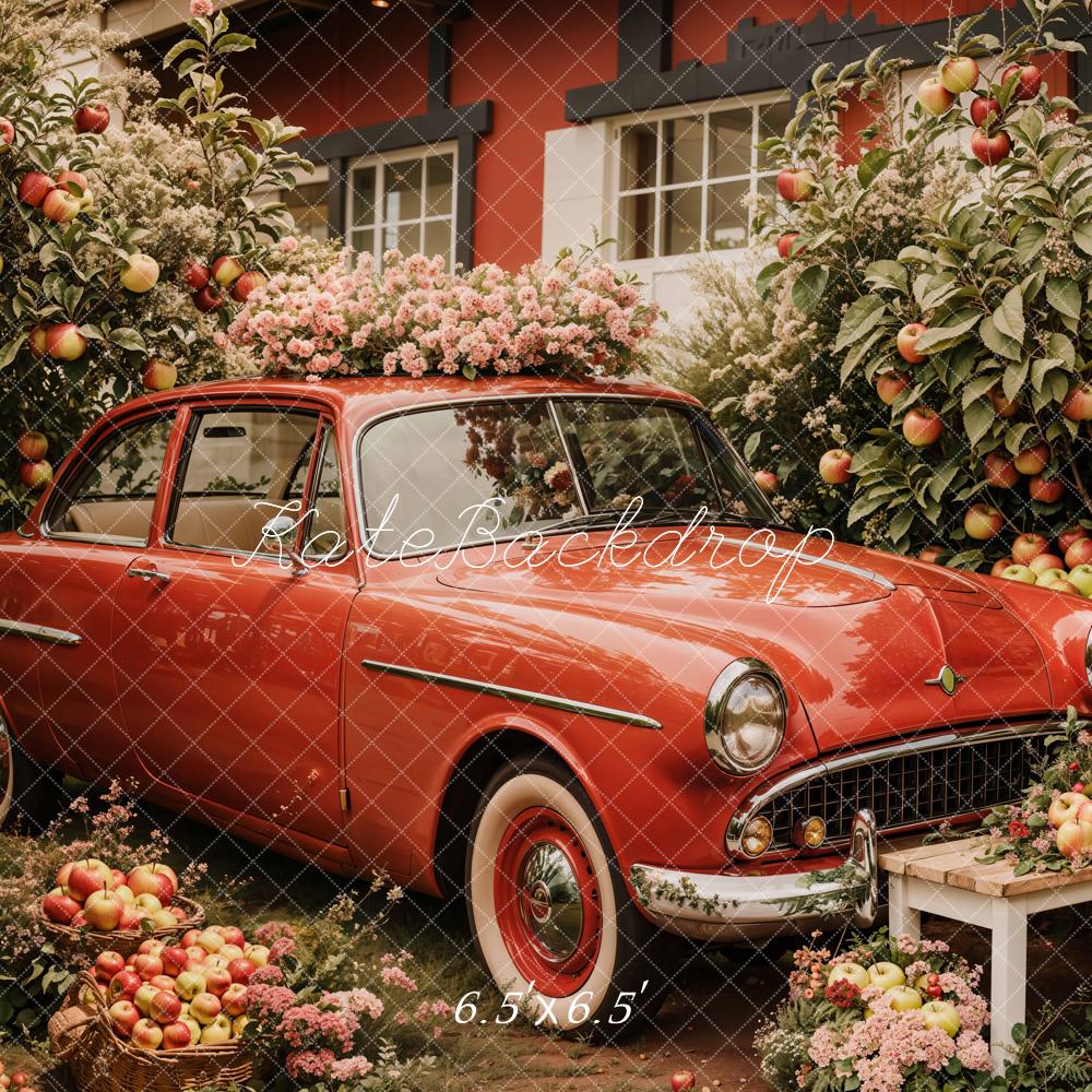 Kate Printemps Voiture Verger de Pommiers Toile de fond conçue par Emetselch - Kate Backdrop FR