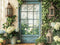 Kate Printemps Fleur Fenêtre Porte Hortensias Toile de fond en Laine conçue par Emetselch - Kate Backdrop FR