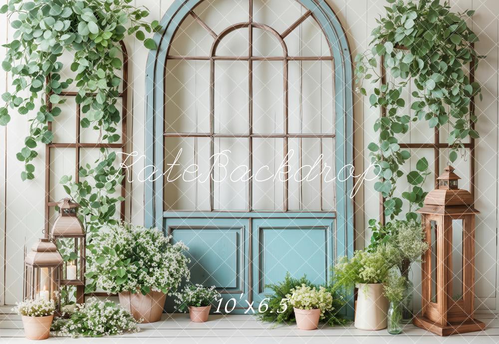Kate Printemps Porte Bleue Verdure Fleurs Toile de fond conçue par Emetselch - Kate Backdrop FR