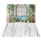 Kate Printemps Porte Bleue Verdure Fleurs Toile de fond+Blanc Rétro Parquet Bois Sol Toile de fond - Kate Backdrop FR