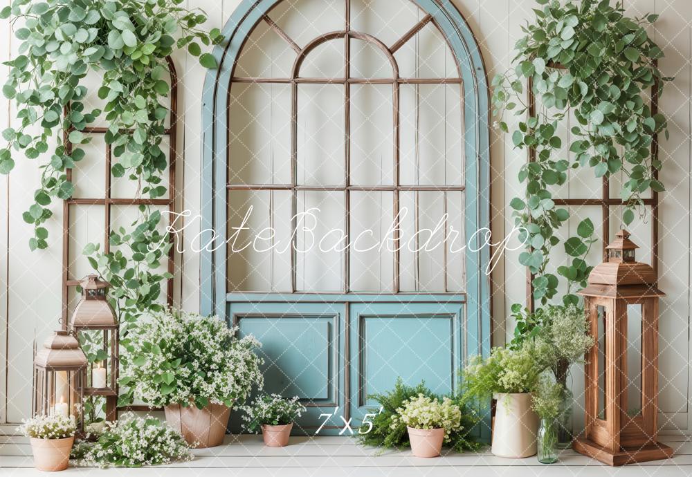 Kate Printemps Porte Bleue Verdure Fleurs Toile de fond conçue par Emetselch - Kate Backdrop FR
