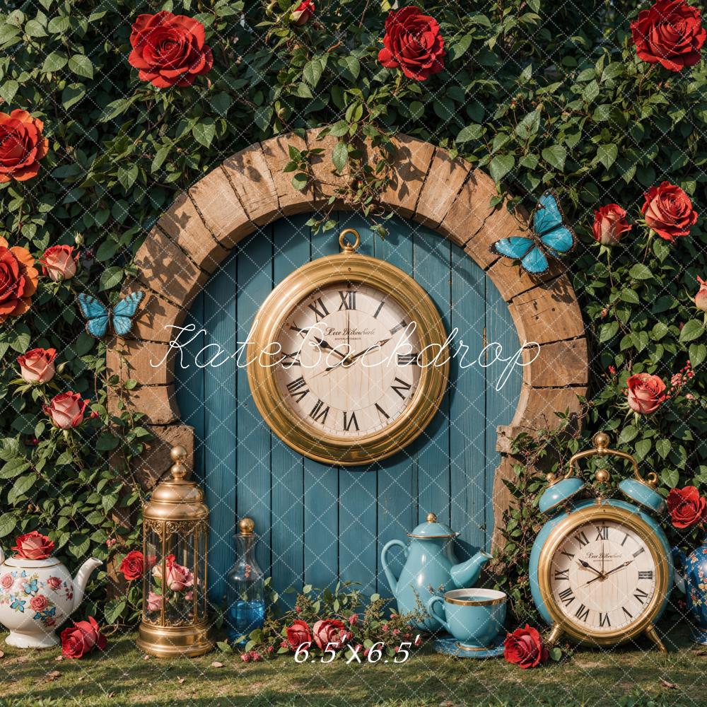 Kate Saint Valentin Horloge Jardin Alice Toile de fond conçue par Emetselch - Kate Backdrop FR