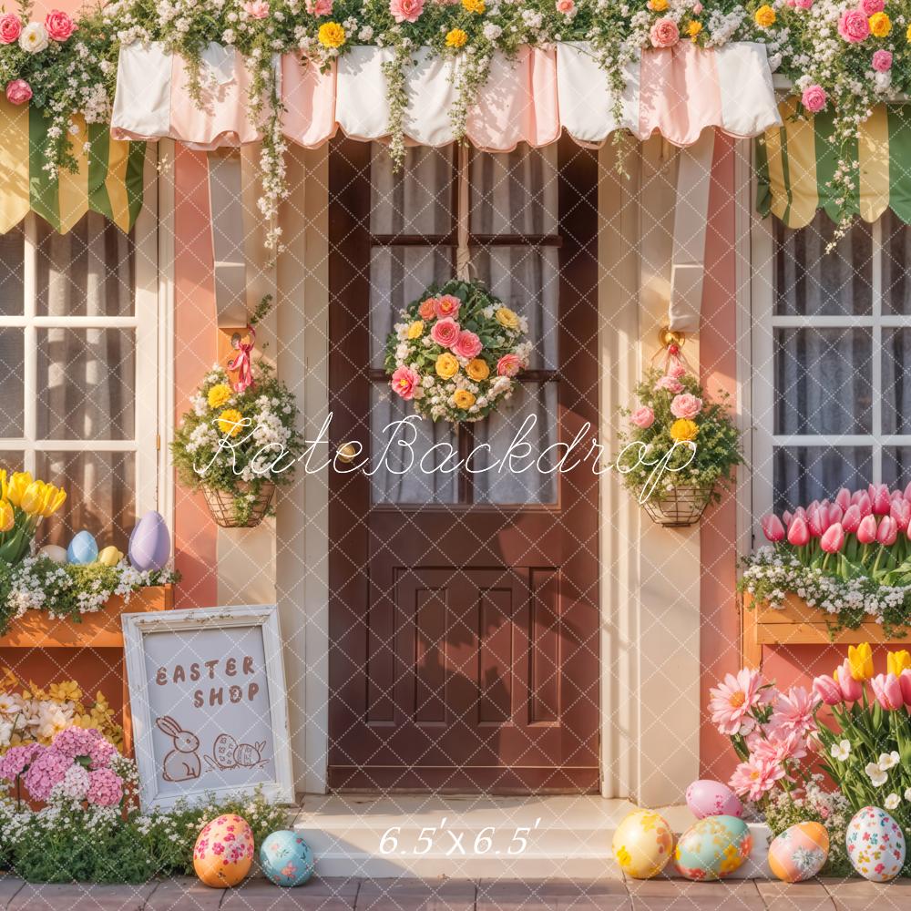 Kate Pâques Boutique Fleurs Oeufs Toile de fond conçue par Emetselch - Kate Backdrop FR