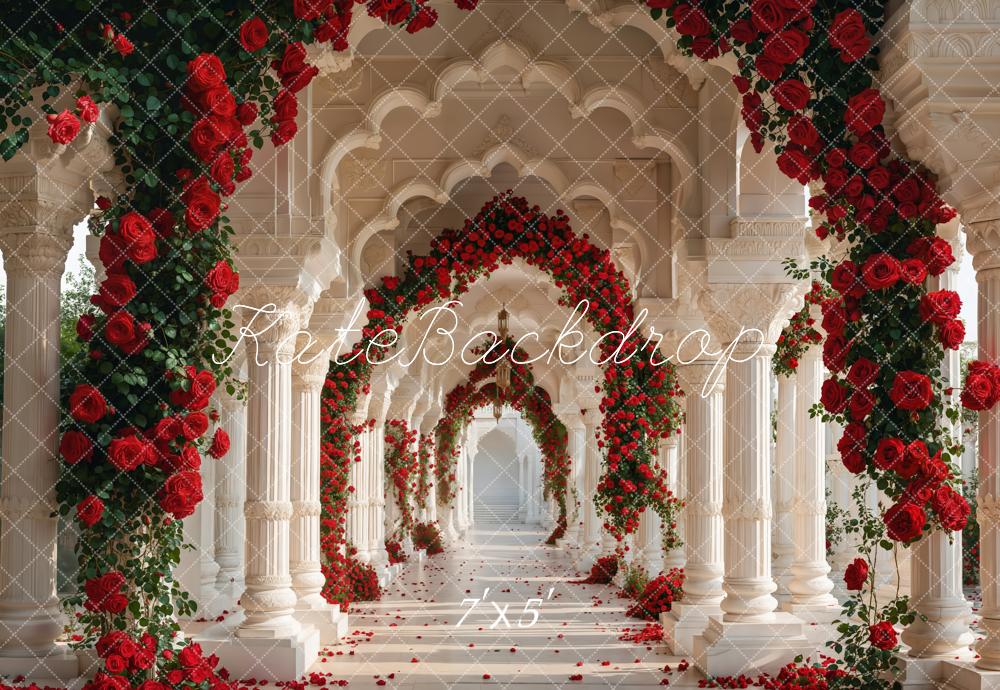 PROMO Kate Saint Valentin Roses Arche Rétro Couloir Mariage Toile de fond conçue par Emetselch - Kate Backdrop FR