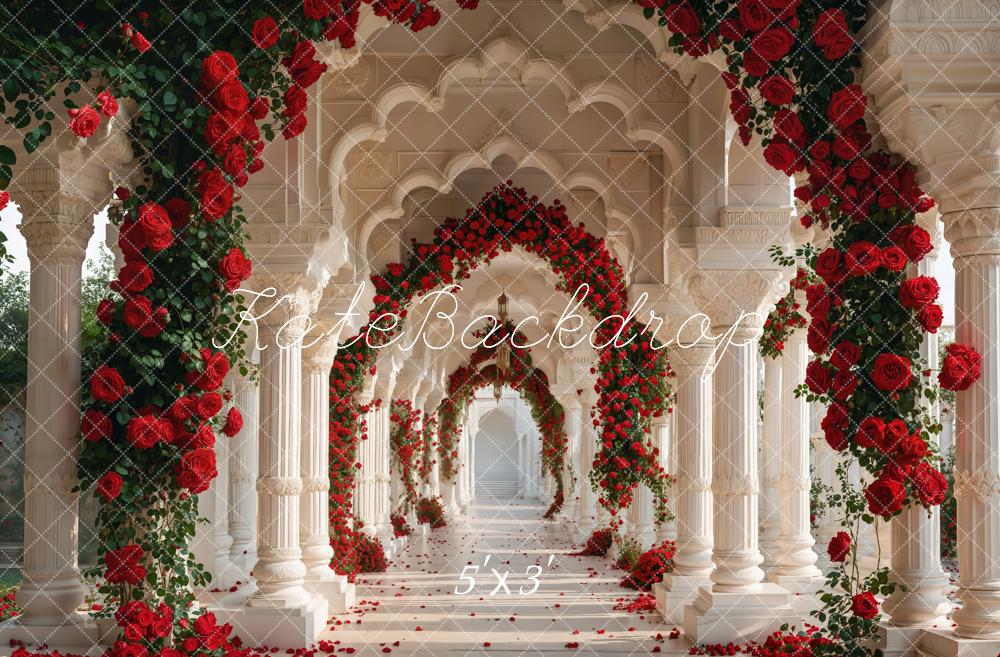 PROMO Kate Saint Valentin Roses Arche Rétro Couloir Mariage Toile de fond conçue par Emetselch - Kate Backdrop FR