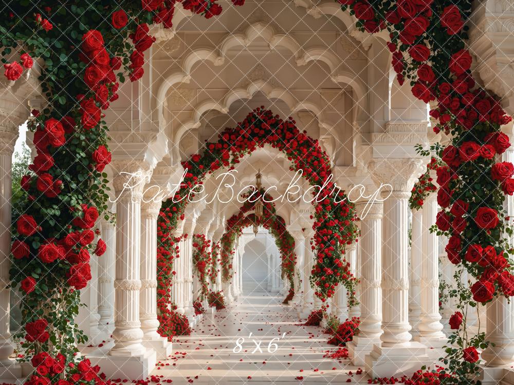 PROMO Kate Saint Valentin Roses Arche Rétro Couloir Mariage Toile de fond conçue par Emetselch - Kate Backdrop FR